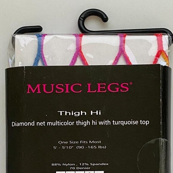 DIAMOND Net Multicolor Thigh hi With Turquoise Top - Picture 3 of 3